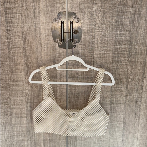 Mango Tops - MANGO‎ Beaded Faux Pearl Top